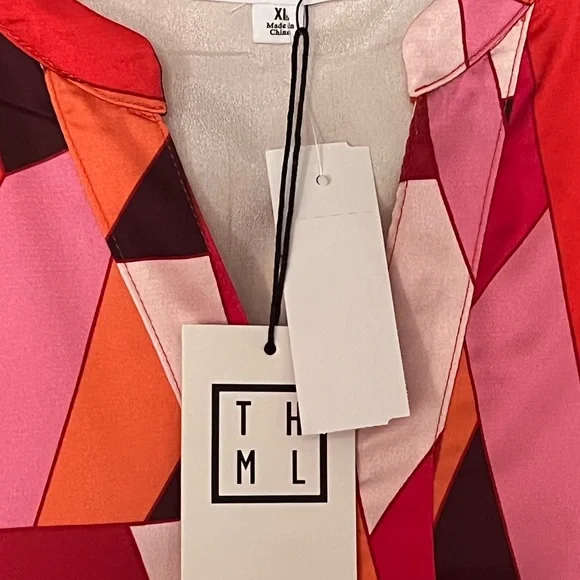 THML puff sleeve nwt multi color midi dress XL - Picture 3 of 7